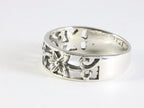 Fijne opengewerkte zilveren ring met bloemen patroon afbeelding 2