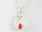Opengewerkte zilveren hanger met carneool aan ketting afbeelding 3