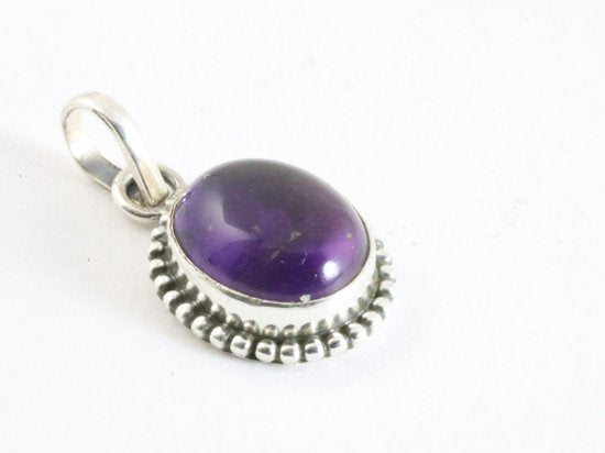 Fijne bewerkte ovale zilveren hanger met amethist afbeelding 2