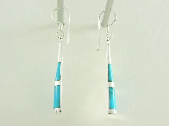 Zilveren oorbellen met blauwe turkoois afbeelding 3