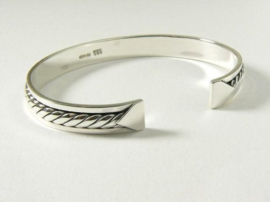 Fijne zilveren klemarmband met kabelpatroon afbeelding 3