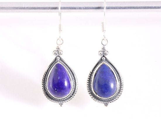 Bewerkte zilveren oorbellen met lapis lazuli afbeelding 4