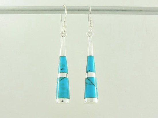 Zilveren oorbellen met blauwe turkoois afbeelding 6