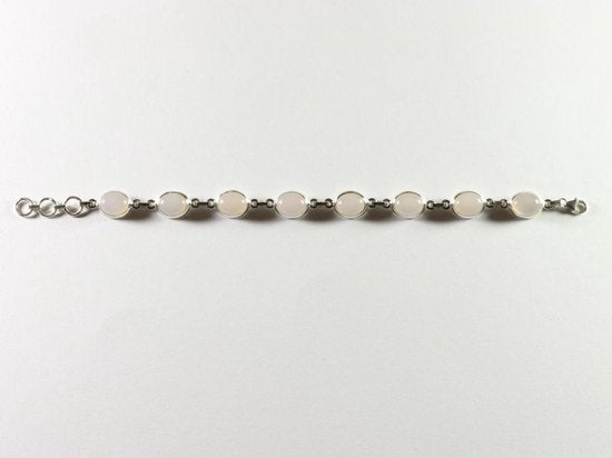 Zilveren schakelarmband met aqua chalcedoon afbeelding 3