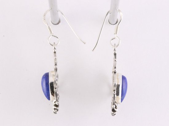 Opengewerkte zilveren oorbellen met lapis lazuli afbeelding 2