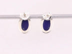 Ovale zilveren oorstekers met lapis lazuli afbeelding 3