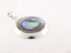 Ronde hoogglans zilveren hanger met abalone schelp afbeelding 2