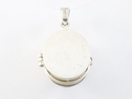 Ovaal zwaar zilveren medaillon met lapis lazuli afbeelding 3