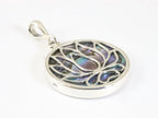 Ronde zilveren lotus bloem hanger met abalone schelp afbeelding 2