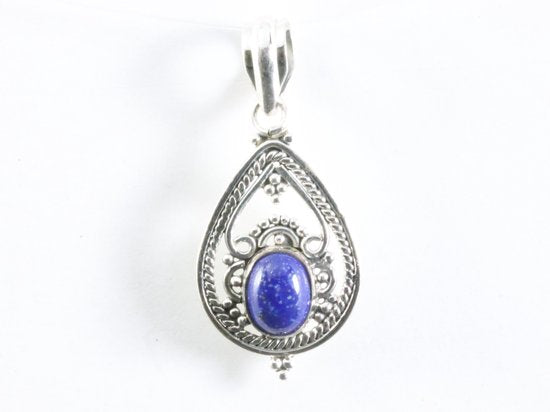 Opengewerkte zilveren hanger met lapis lazuli afbeelding 4