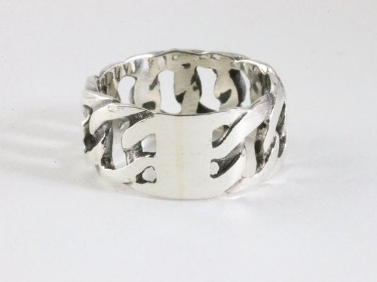 Zilveren ring met grote gourmet schakels afbeelding 3