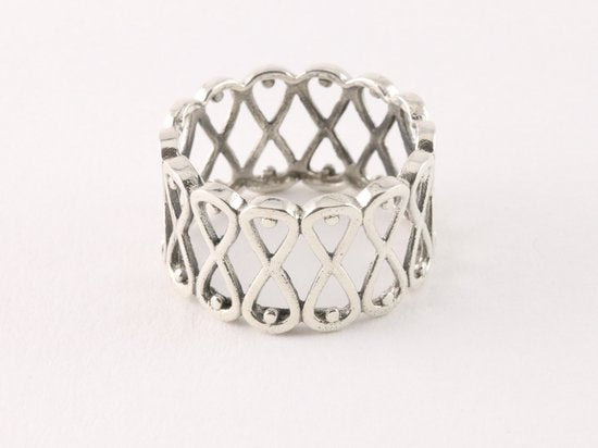 Brede opengewerkte zilveren ring afbeelding 2