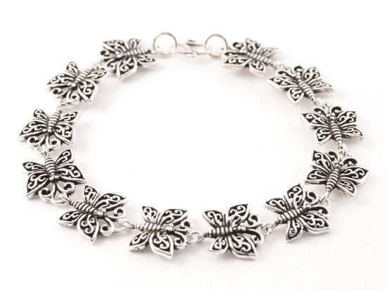 Zilveren armband met vlinders afbeelding 1