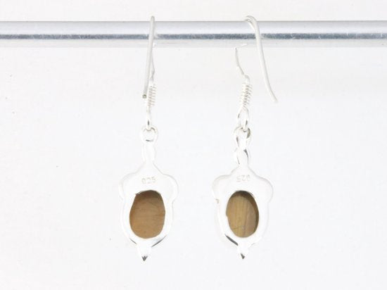 Fijne bewerkte zilveren oorbellen met tijgeroog afbeelding 3