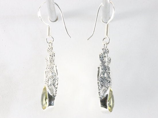 Opengewerkte zilveren oorbellen met citrien afbeelding 2