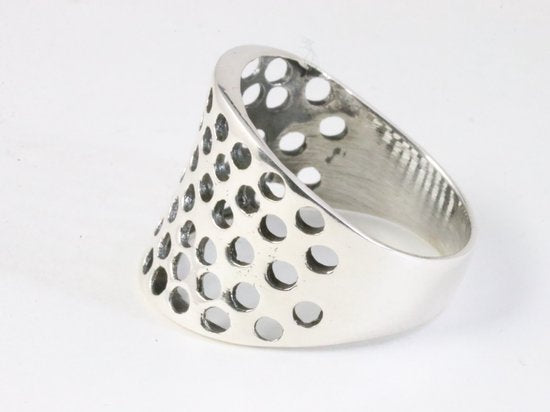 Brede opengewerkte zilveren ring afbeelding 2