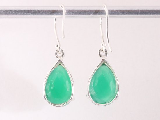 Zilveren oorbellen met groene onyx afbeelding 3