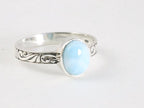 Fijne bewerkte zilveren ring met larimar afbeelding 1