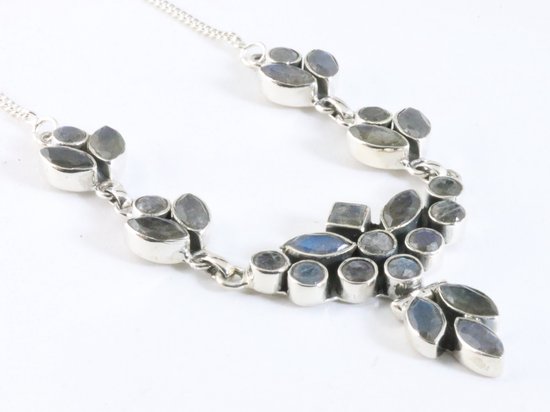 Zilveren collier met labradoriet stenen afbeelding 2