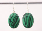 Ovale zilveren oorbellen met malachiet afbeelding 4