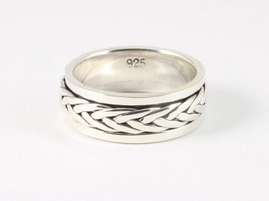 Zilveren geluksring met kabelpatroon afbeelding 1