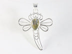 Opengewerkte zilveren libelle hanger met labradoriet afbeelding 4