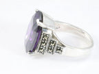 Zware zilveren ring met amethist en marcasiet afbeelding 2