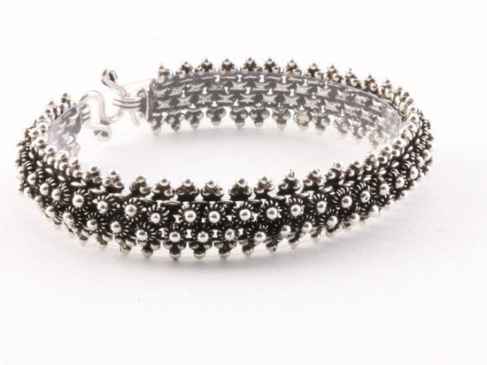 Fijne bewerkte zilveren schakelarmband afbeelding 2