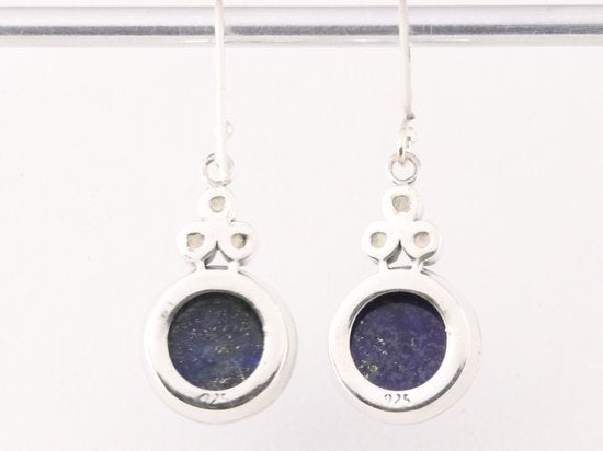 Zilveren oorbellen met lapis lazuli en regenboog maansteen afbeelding 3