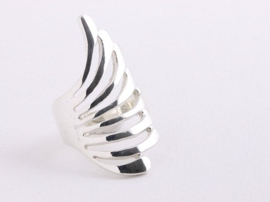 Langwerpige opengewerkte zilveren ring afbeelding 1