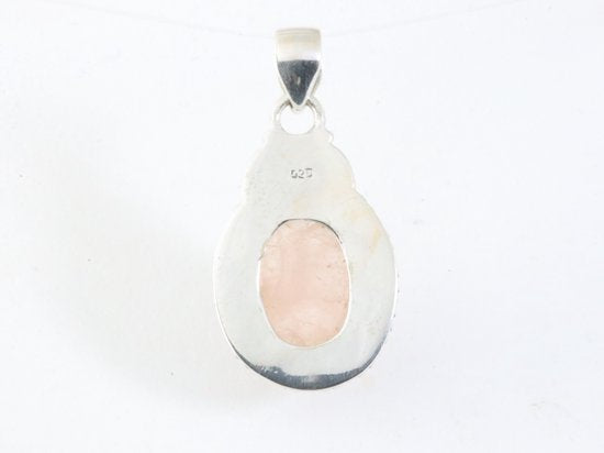 Bewerkte zilveren hanger met roze morganiet afbeelding 3