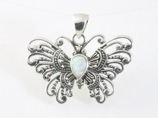 Zilveren vlinder hanger met welo opaal afbeelding 4