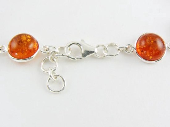 Zilveren schakelarmband met amber afbeelding 4