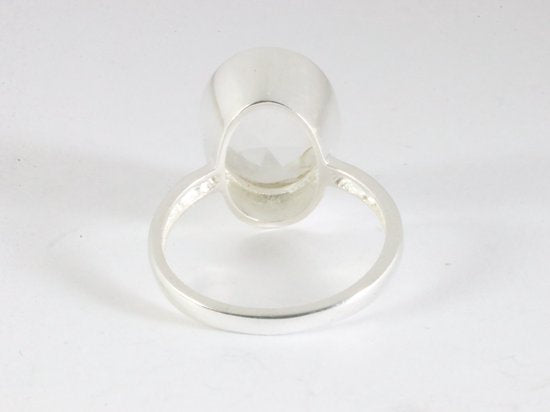 Hoogglans zilveren ring met bergkristal afbeelding 3