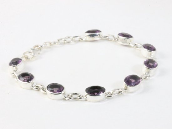 Hoogglans zilveren amrband met amethist afbeelding 2