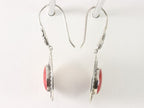 Bewerkte zilveren oorbellen met rode koraal steen afbeelding 2