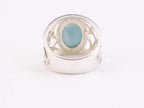 Grote opengewerkte zilveren ring met larimar afbeelding 4