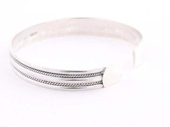 Zilveren klemarmband met kabelpatronen afbeelding 3