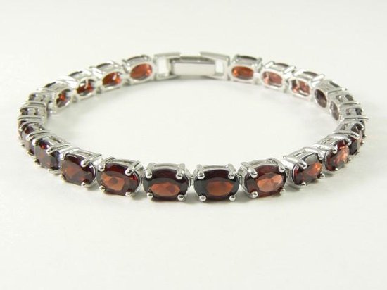 Zilveren tennisarmband met granaat afbeelding 1