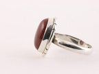 Ovale zilveren ring met rode jaspis afbeelding 2