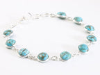 Fijne zilveren armband met blauwe koperturkoois afbeelding 2