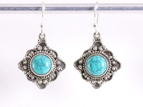 Bewerkte zilveren oorbellen met turkoois afbeelding 4