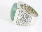 Zware bewerkte zilveren ring met jade afbeelding 2