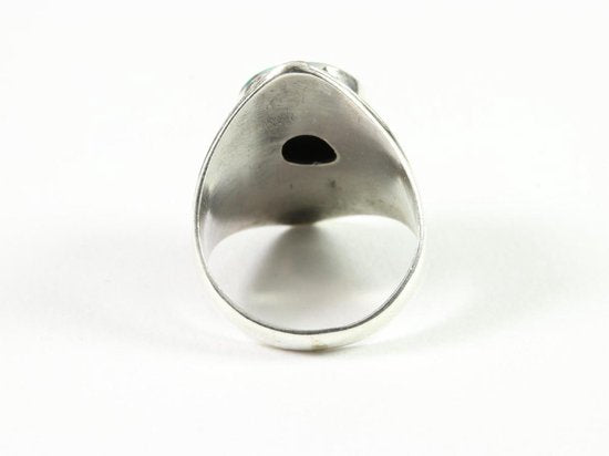 Bewerkte zilveren ring met blauwe turkoois afbeelding 3