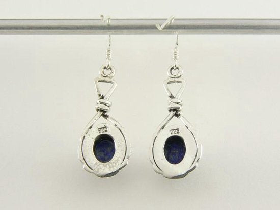 Geknoopte zilveren oorbellen met lapis lazuli afbeelding 3