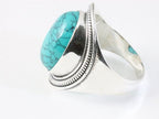 Bewerkte zilveren ring met turkoois afbeelding 2