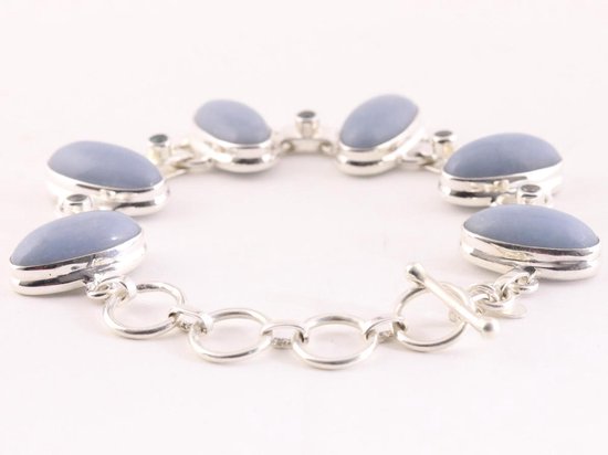 Zware zilveren armband met angeliet en blauwe topaas afbeelding 3