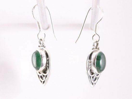 Fijne bewerkte zilveren oorbellen met jade afbeelding 2