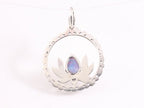 Ronde zilveren lotus bloem hanger met Australische opaal afbeelding 3