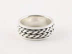 Zware zilveren geluksring met kruiskabelpatronen afbeelding 1